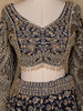 Navy Blue Floral Design Heavy Embroidered Net Lehenga
