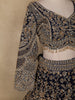 Navy Blue Floral Design Heavy Embroidered Net Lehenga