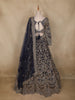 Navy Blue Floral Design Heavy Embroidered Net Lehenga
