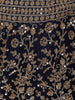 Navy Blue Floral Design Heavy Embroidered Net Lehenga