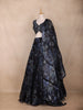 Navy Blue Floral Design Organza Lehenga