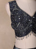 Navy Blue Floral Design Organza Lehenga