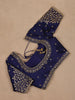 Navy Blue Floral Design Silk Readymade Blouse