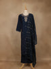 Navy Blue Floral Embroidered Cotton Salwar Suit with Dupatta - Diadem