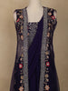 Navy Blue Floral Embroidered Design Chiffon Lehenga