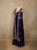 Navy Blue Floral Embroidered Design Chiffon Lehenga