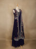 Navy Blue Floral Embroidered Design Chiffon Lehenga