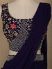 Navy Blue Floral Embroidered Design Chiffon Lehenga