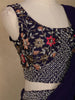 Navy Blue Floral Embroidered Design Chiffon Lehenga