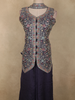 Navy Blue Floral Embroidered Design Chiffon Palazzo Suit with Dupatta