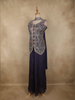 Navy Blue Floral Embroidered Design Chiffon Palazzo Suit with Dupatta
