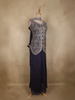 Navy Blue Floral Embroidered Design Chiffon Palazzo Suit with Dupatta