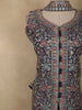 Navy Blue Floral Embroidered Design Chiffon Palazzo Suit with Dupatta