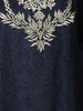 Navy Blue Floral Embroidered Design Cotton Kurti