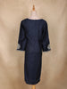 Navy Blue Floral Embroidered Design Cotton Kurti