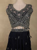 Navy Blue Floral Embroidered Design Georgette Lehenga with Dupatta