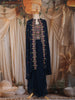 Navy Blue Floral Embroidered Design Georgette Skirt Top with Cape Jacket