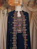 Navy Blue Floral Embroidered Design Georgette Skirt Top with Cape Jacket