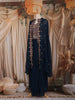 Navy Blue Floral Embroidered Design Georgette Skirt Top with Cape Jacket