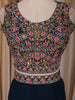 Navy Blue Floral Embroidered Design Georgette Skirt Top with Cape Jacket