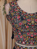Navy Blue Floral Embroidered Design Georgette Skirt Top with Cape Jacket
