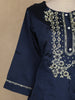 Navy Blue Floral Embroidered Design Semi Silk Salwar Suit