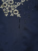 Navy Blue Floral Embroidered Design Semi Silk Salwar Suit