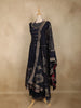 Navy Blue Floral Embroidered Design Silk Palazzo Suit with Designer Dupatta