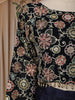 Navy Blue Floral Embroidered Georgette Crop Top with Draped Skirt