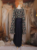 Navy Blue Floral Embroidered Georgette Crop Top with Draped Skirt