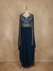 Navy Blue Floral Embroidered Georgette Skirt Top