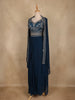 Navy Blue Floral Embroidered Georgette Skirt Top
