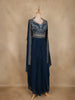 Navy Blue Floral Embroidered Georgette Skirt Top