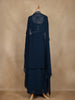 Navy Blue Floral Embroidered Georgette Skirt Top
