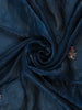 Navy Blue Floral Embroidered Tissue Organza Saree