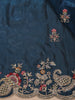 Navy Blue Floral Embroidered Tissue Organza Saree