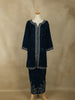 Navy Blue Floral Embroidered Velvet Co Ord Salwar Suit