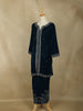 Navy Blue Floral Embroidered Velvet Co Ord Salwar Suit