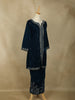 Navy Blue Floral Embroidered Velvet Co Ord Salwar Suit