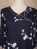 Navy Blue Floral Printed Cotton Salwar Suit