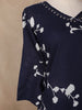 Navy Blue Floral Printed Cotton Salwar Suit