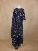 Navy Blue Floral Printed Cotton Salwar Suit