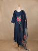Navy Blue Floral Print Georgette  Salwar Suit