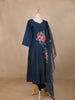 Navy Blue Floral Print Georgette  Salwar Suit