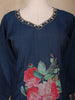Navy Blue Floral Print Georgette  Salwar Suit