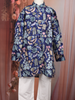 Navy Blue Floral Printed Cotton Kids Kurta Set