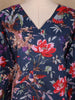 Navy Blue Floral Printed Cotton Kurti