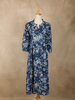 Navy Blue Floral Printed Cotton Kurti Top