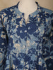 Navy Blue Floral Printed Cotton Kurti Top