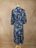 Navy Blue Floral Printed Cotton Kurti Top